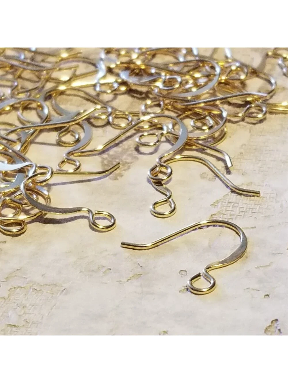 Gold 14K Plated Minimalist Flat Fishhook Earwires Earring Hooks Findings 2 pcs